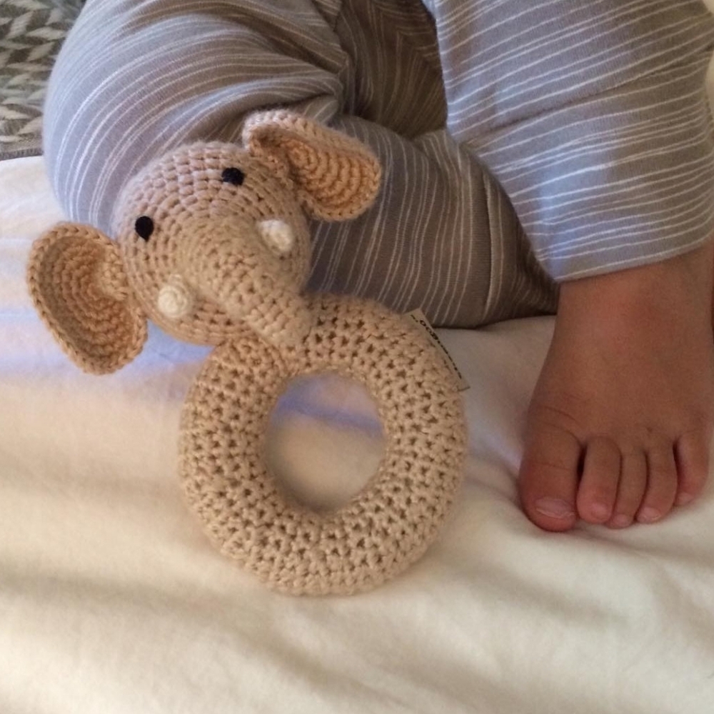 Elephant Ring Hand Crocheted Rattle - Picture 2 of 2